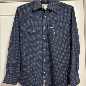 Classic Navy Geometric Button Down Shirt